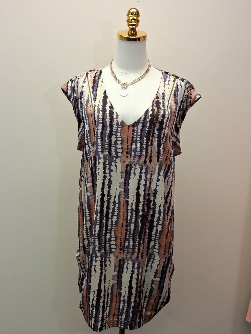 Love 21 Forever 21 Abstract Print V Neck Tunic Dress Medium